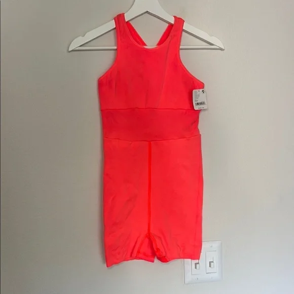 NWT Free People Every Single Time Runsie Onesie neon coral size xs small - Picture 2 of 8
